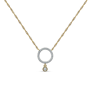 Dangling Diamond Open Circle Necklace 14K Yellow Gold 0.09ct Wholesale